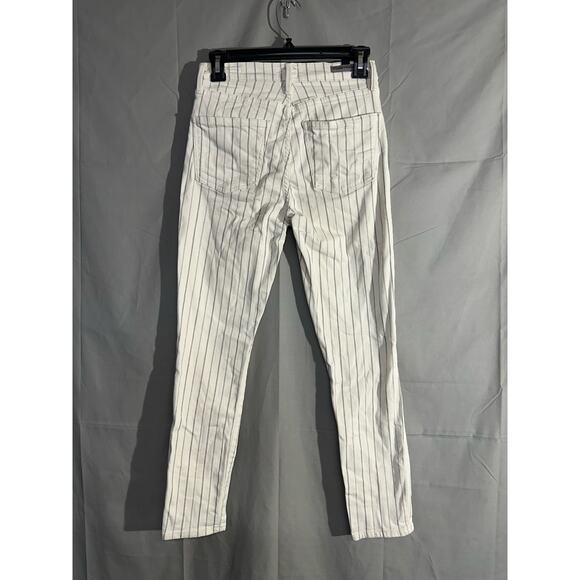 Citizens Of Humanity Jeans Womens 25 Beige Striped Rocket Crop High Rise Skinny - Picture 3 of 11